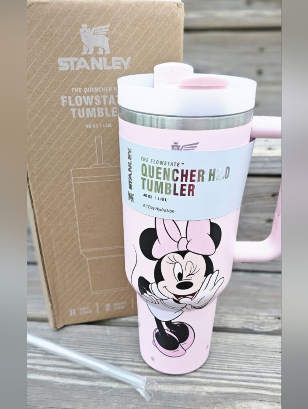 STANLEY Disney Minnie Mouse Pink Quencher H2.0 Tumbler with Handle NEW IN BOX - Picture 3 of 5